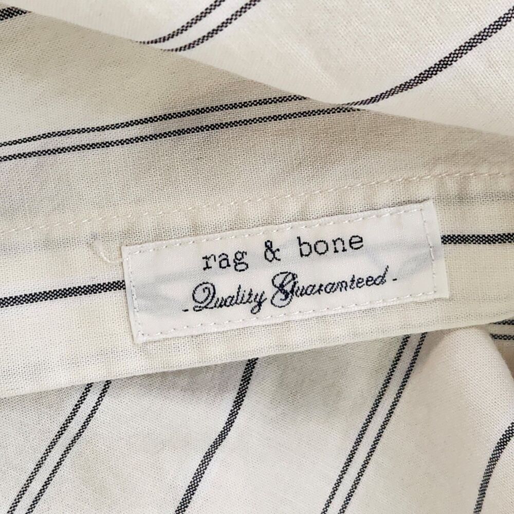 Rag & Bone Griffin Striped Long Sleeve Button Up Shirt Men's L White Ivory NWT - Picture 6 of 7